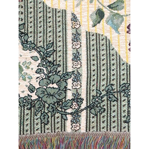 VTG Crown Crafts Roses Floral Tapestry Throw Blanket Tracy Porter Cotton/Acrylic - Picture 4 of 10
